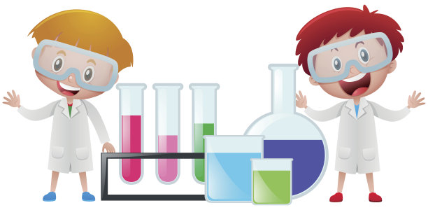 两个男孩和科学设备图片下载