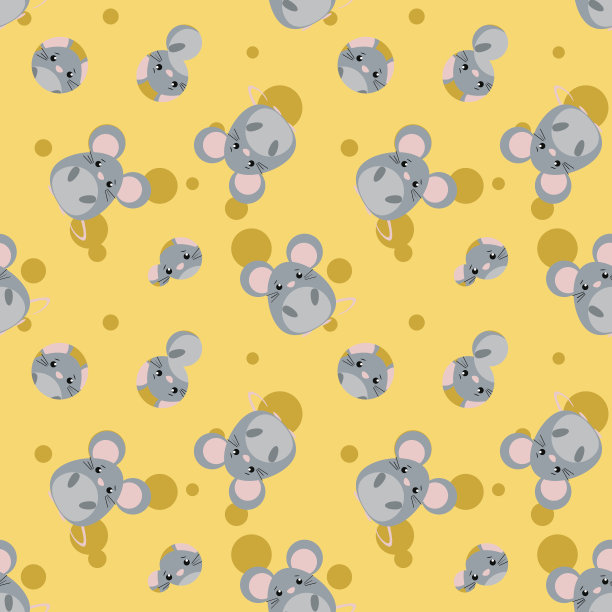 有趣的无缝图案与可爱的老鼠和奶酪。平面设计矢量图图片下载