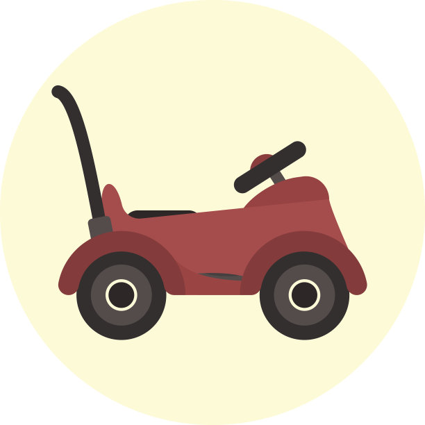 平坦的红色婴儿推车上的汽车图标图片下载