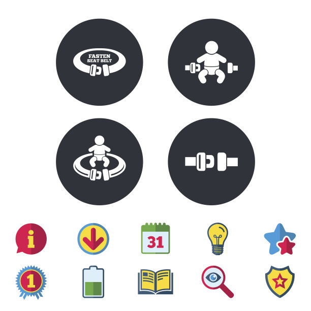 系好安全带标志。事故中儿童安全。图片下载