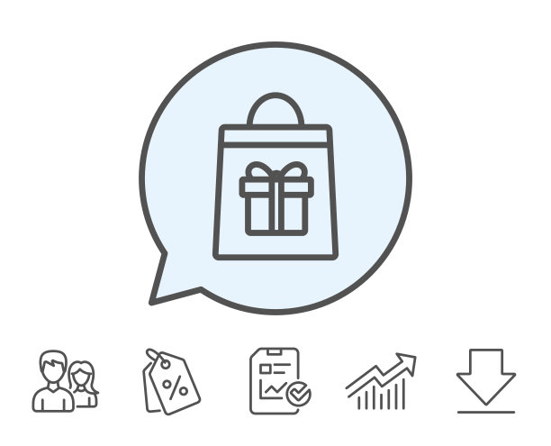 购物袋与礼盒线图标。图片下载