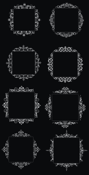 复古矢量漩涡框架集图片下载