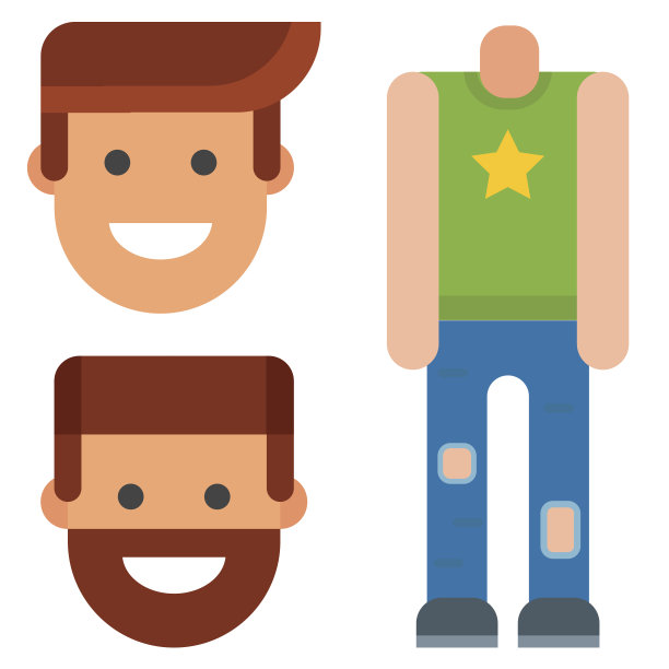 男人构造器身体阿凡达创造者向量卡通人物创造备件备件动画图片下载