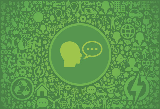 头部和语音环境绿色矢量图标模式图片下载