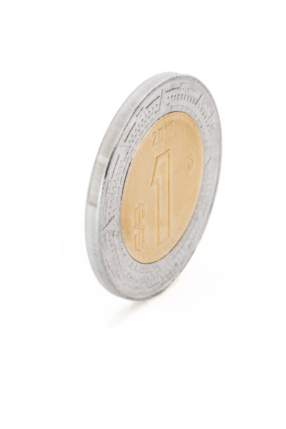 墨西哥比索，白色背景上的一比索图片下载