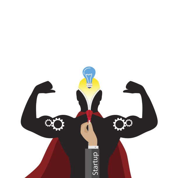 商业人士的创业概念平面插图。男人有一个想法图片下载