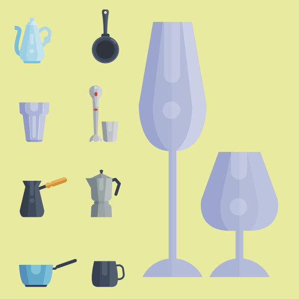 厨房用具图标矢量插图家庭晚餐烹饪食物厨房用具图片下载