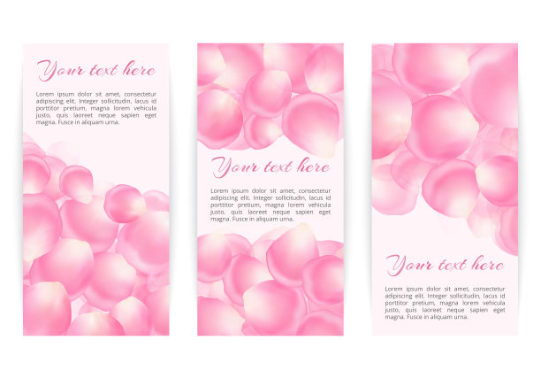 一组带有花瓣的垂直横幅图片下载