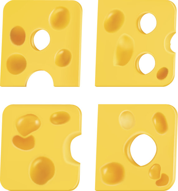 奶酪碎片上的信件。A, B, C, d矢量插图图片下载