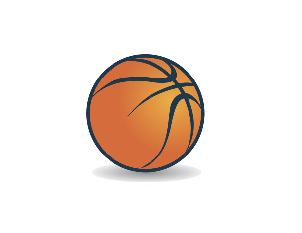橙色图形图标向量艺术篮球与阴影，风格图片下载