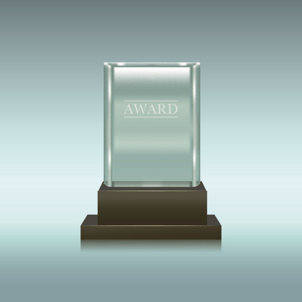 现实的玻璃或水晶奖励矩形。向量图片下载