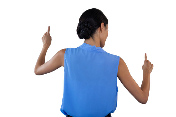 穿着无袖服装的女商人指着界面图片下载