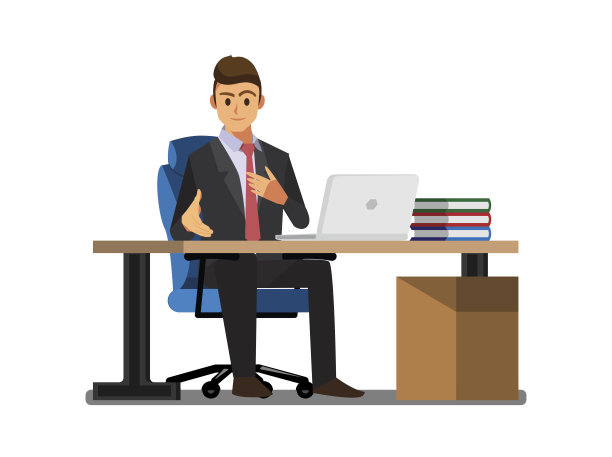 商务人员办公桌，矢量插图卡通人物图片下载