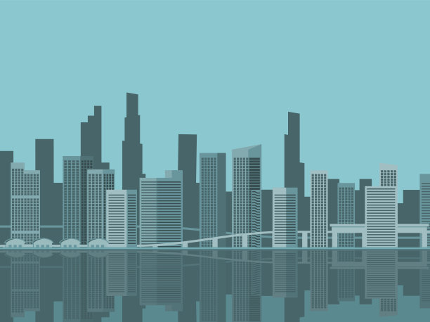 城市天际线(景观)，矢量背景图片下载