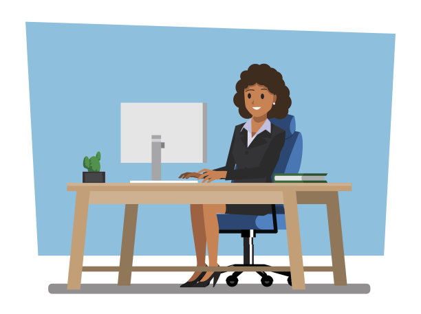 商务女性People Desk，矢量插图卡通人物图片下载