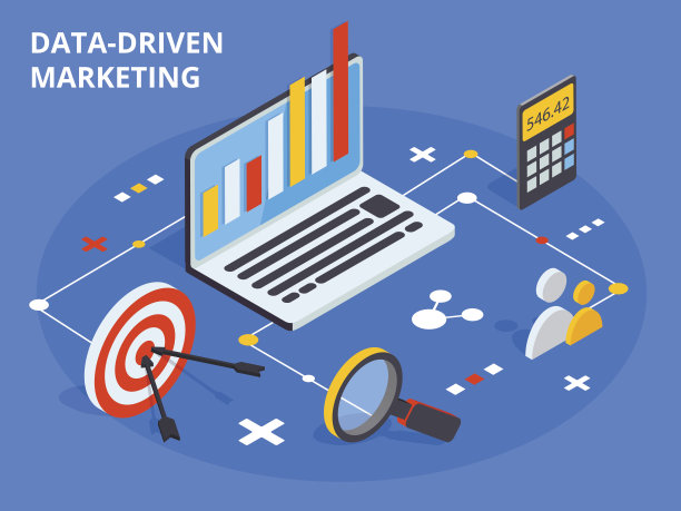 等距设计中的数据驱动营销概念。业务增长图片下载