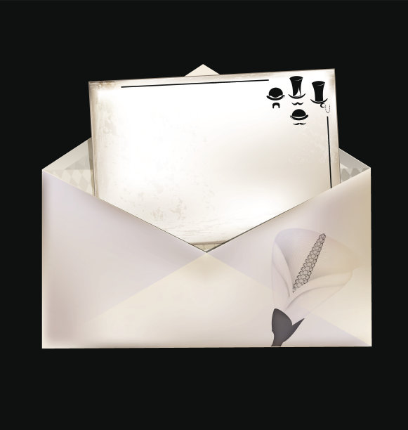 白色信封和复古卡图片下载