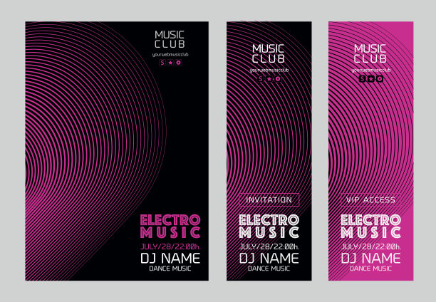 模板海报设计或电子音乐横幅。图片下载