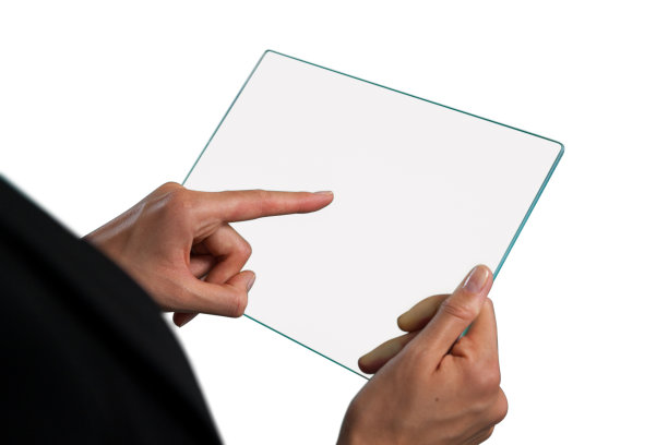 裁剪图像的女商人使用玻璃界面图片下载