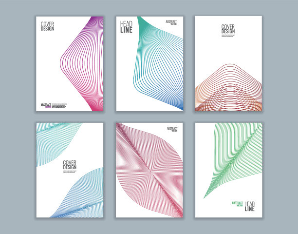 一套封面设计与几何线的背景。图片下载