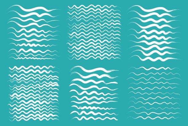 波浪线条，毛笔画。图片下载