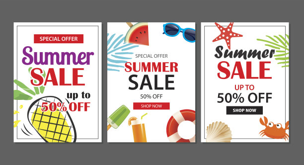 夏季销售电子邮件背景布局横幅。可用于，传单，邀请，海报，宣传册，优惠券等。矢量广告购物模板。图片下载