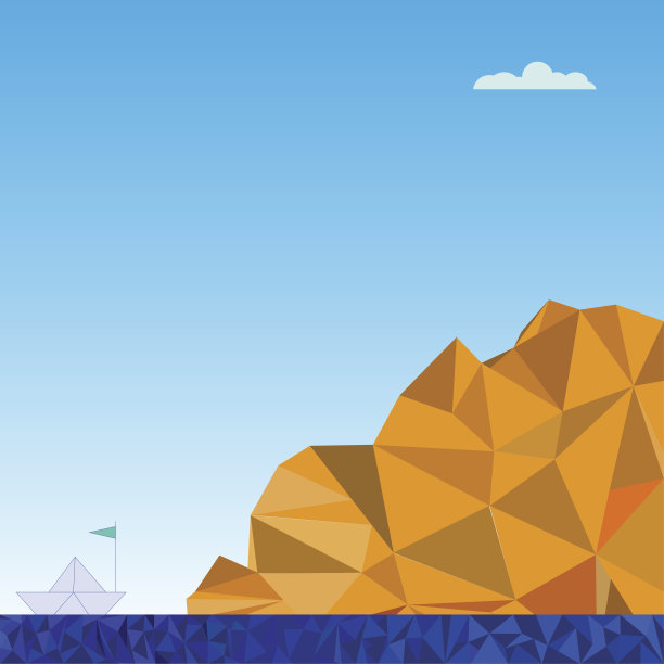 夏天巡航。是时候去旅行了。大海和船。彩色多边形插图的广告横幅，海报。空间的文本图片下载