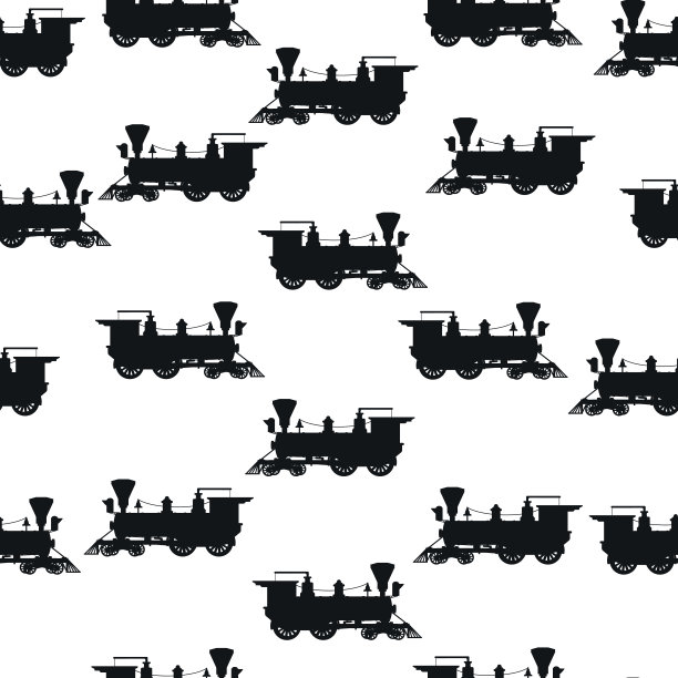 蒸汽机车无缝剪影背景图片下载