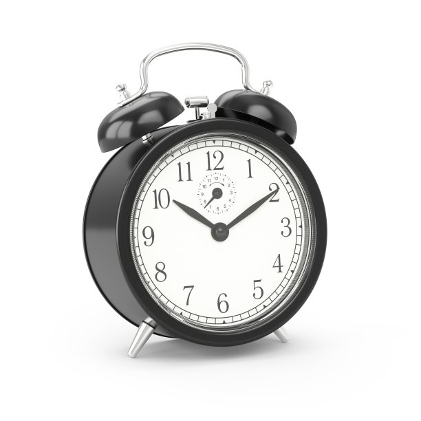 3D渲染黑色闹钟隔离在白色背景图片下载