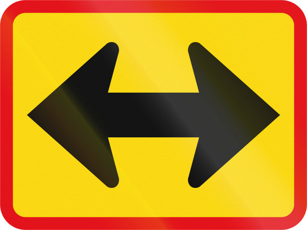 临时路标使用在非洲国家博茨瓦纳-主要标志适用于左边和右边图片下载