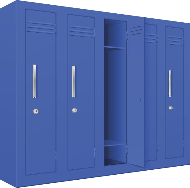 蓝色学校储物柜图片下载