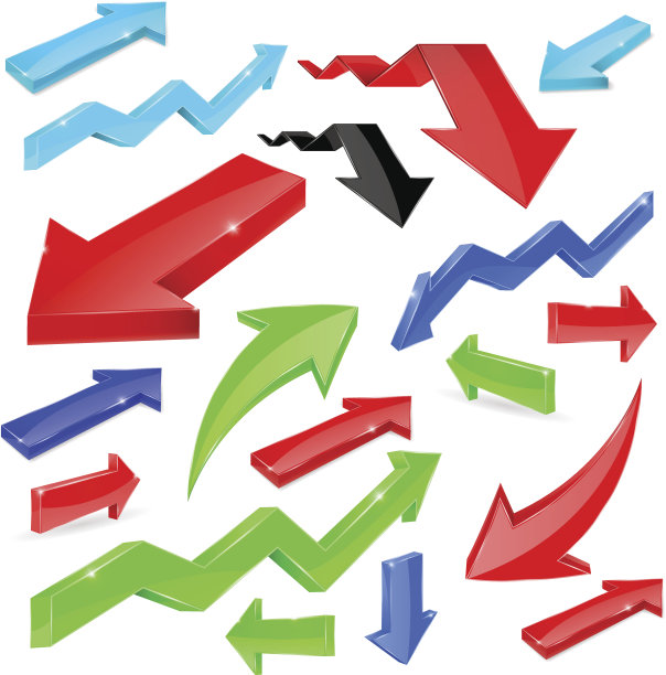 一组彩色箭头。闪亮的3 d图标图片下载