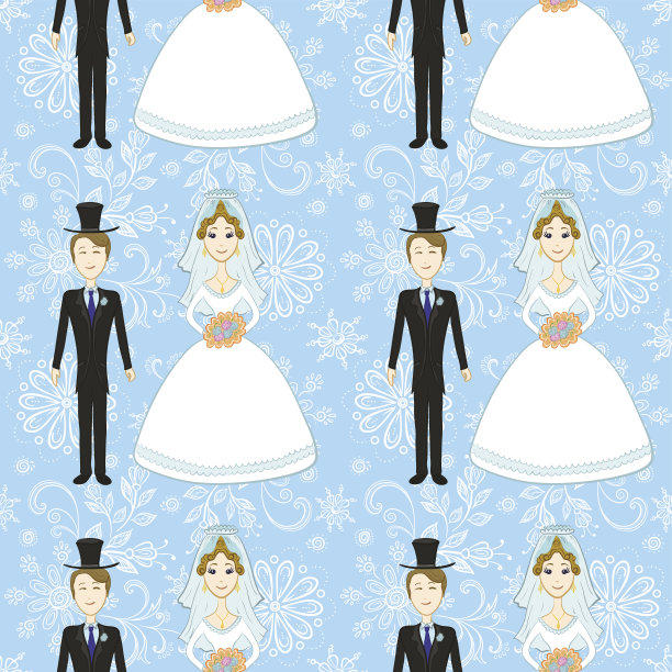 新娘和新郎无缝模式图片下载