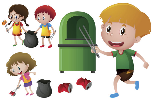 孩子们捡起铝罐图片下载