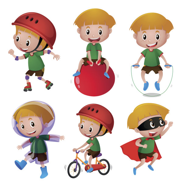 男孩做不同的活动图片下载
