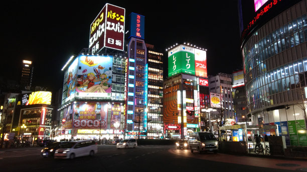 夜晚漫步在东京的街道上图片下载