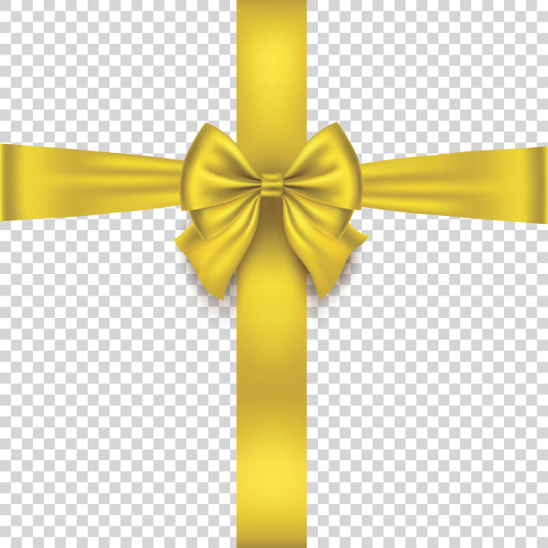 真实的金弓孤立在透明的背景。金色丝带图片下载