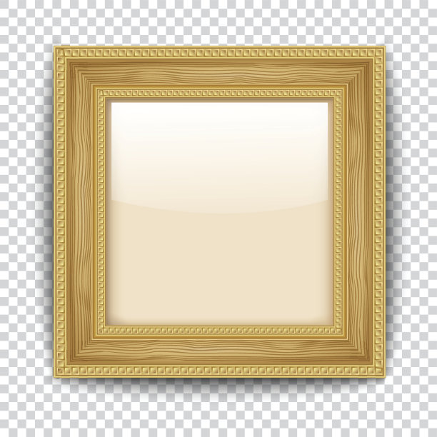空的黄金框架上透明的背景。木框架图片下载