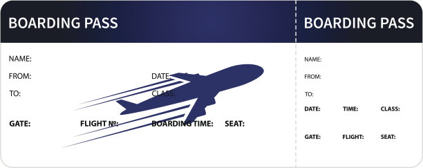 蓝色的登机牌图片下载