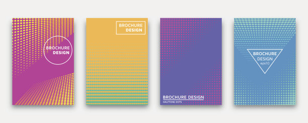 宣传册设计与半色调点和霓虹灯梯度图片下载