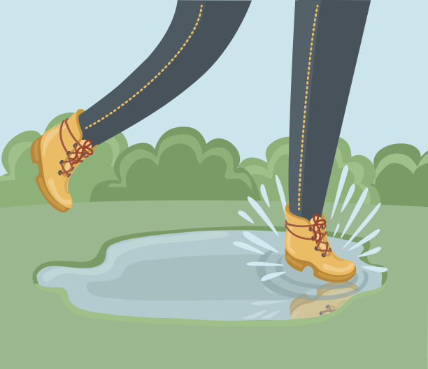 橡胶靴，秋叶。图片下载