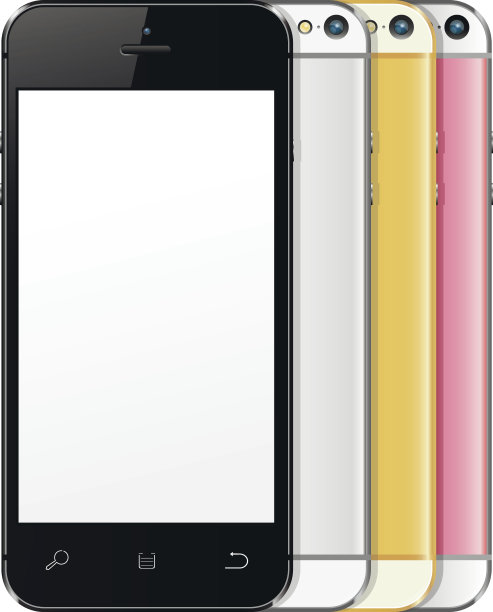 新的现实的黑色，银色，金色和玫瑰智能手机模型图片下载