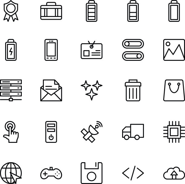 网页和移动用户界面线向量图标图片下载