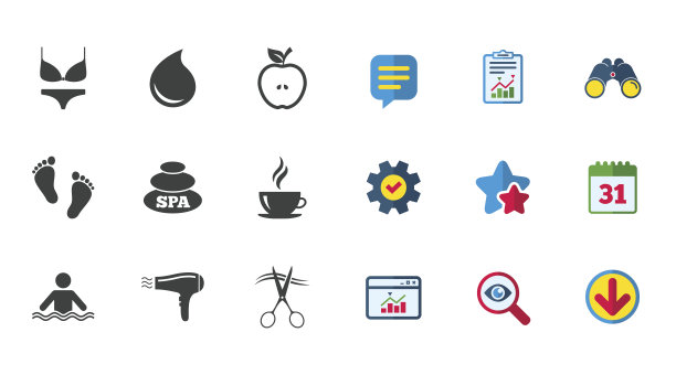 水疗、美容图标。游泳池的迹象。图片下载