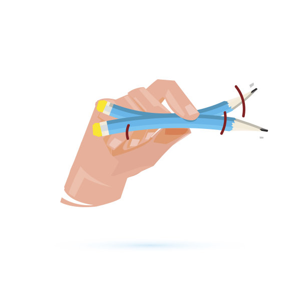 白色背景下的不规则手持铅笔图片下载