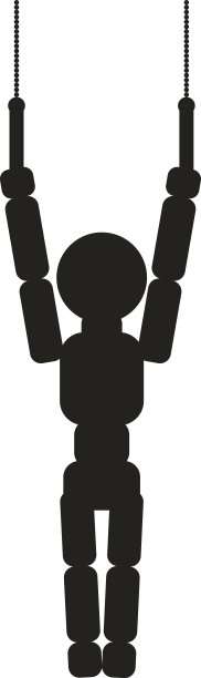 体操选手吊环男子标志插图。向量。白色背景上的黑色图标图片下载