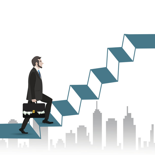 插图:商人上楼素材图片