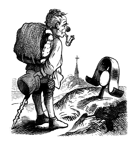 在山中的游客，在1867年路线的坟墓旁停下来抽烟斗素材图片