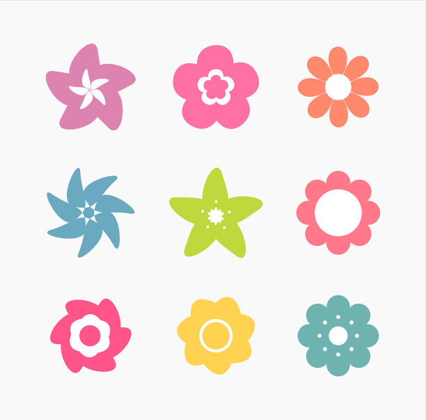 一套彩色的花图标图片下载