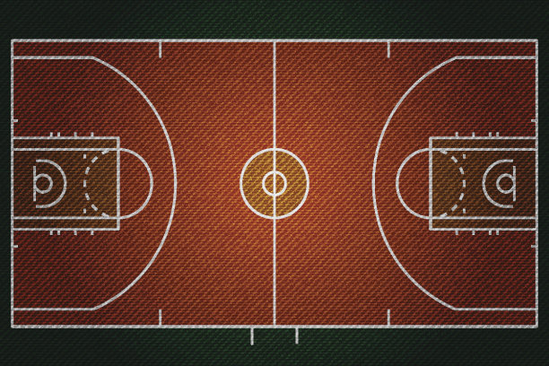 逼真的牛仔纹理篮球场地元素矢量插图设计理念素材图片